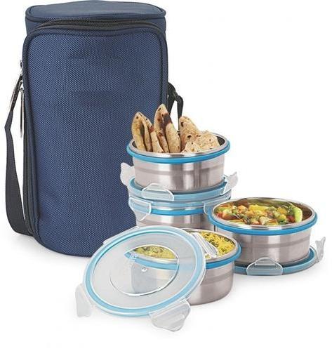 Stallion ROUND Insulated Lunch Box, Color : Gray