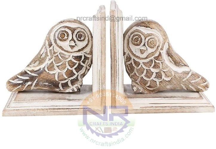 Mango wooden Bookend antique Finish Owl Shape Bookend