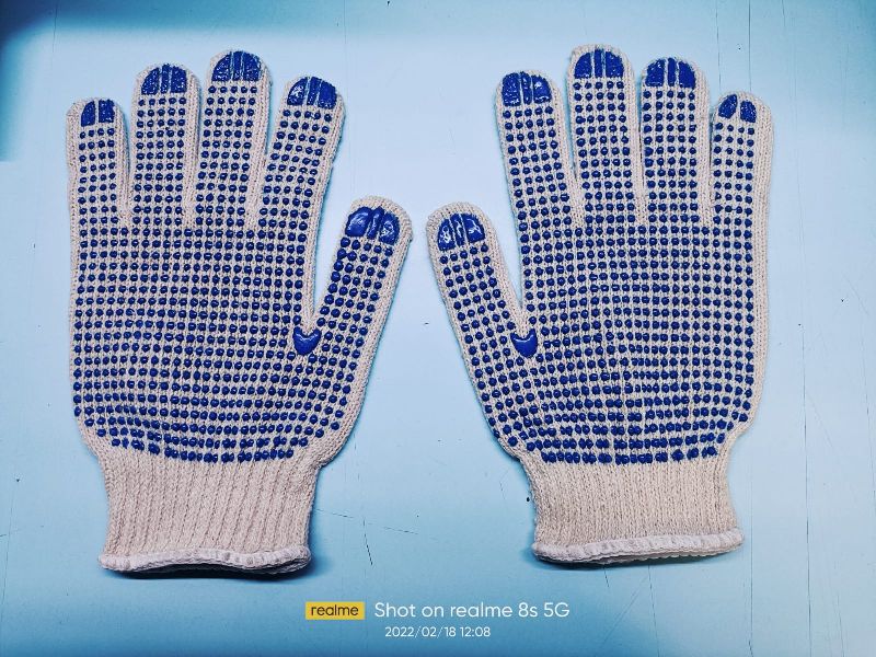 Cotton Dotted Gloves, for Chemical Industry, Constructional, Length : 10-15 Inches