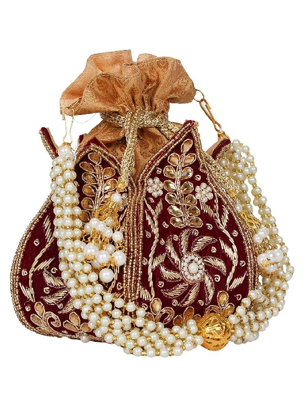 Worthyy Silk Lotus potli bags, Technics Attractive Pattern, Color