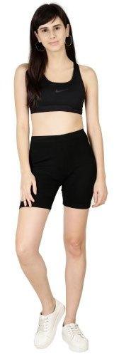 Feather Soft Plain 95 % Viscose 5% Spandex Ladies Black Cycling Shorts, Occasion : Runing Wear, Sports Wear
