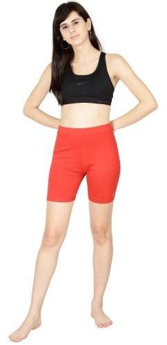 95 % Viscose 5% Spandex Ladies Red Cycling Shorts, Gender : Female ...