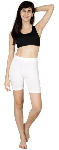 Feather Soft Plain Ladies White Cycling Shorts, Technics : Machine Made