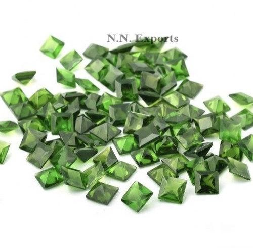 Natural Chrome Diopside Faceted Square Loose Gemstones