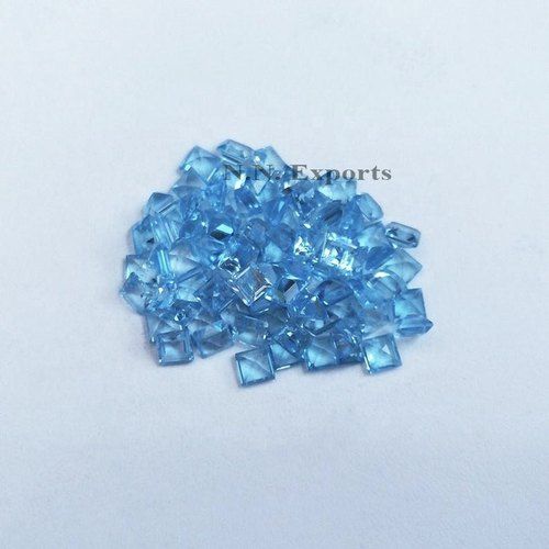 Natural Swiss Blue Topaz Faceted Square Loose Gemstones