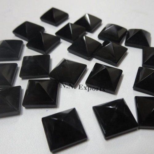 Natural Black Onyx Faceted Square Loose Gemstones