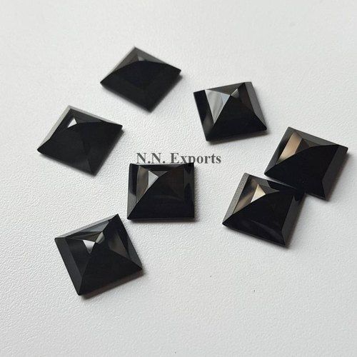 Natural Black Onyx Faceted Square Loose Gemstones