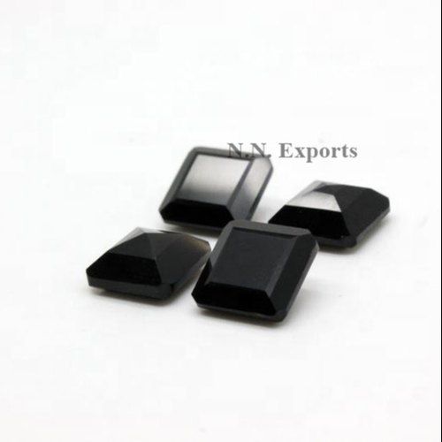 Natural Black Onyx Faceted Square Loose Gemstones