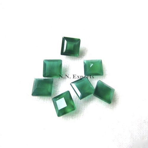 Natural Green Onyx Faceted Square Loose Gemstones