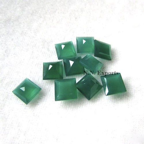 Natural Green Onyx Faceted Square Loose Gemstones