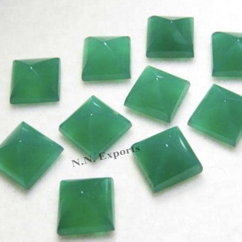 Natural Green Onyx Faceted Square Loose Gemstones