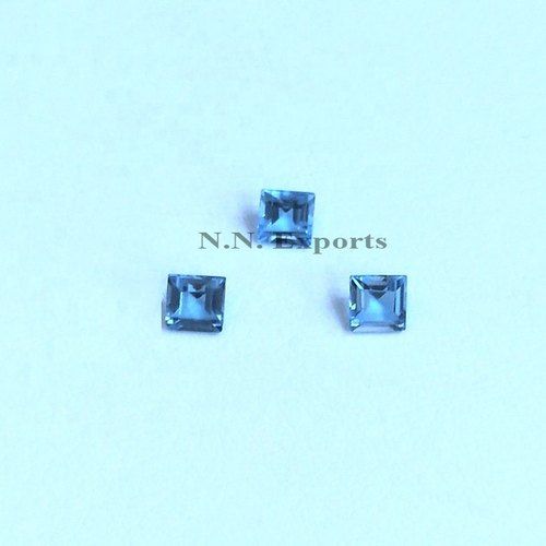 Natural Swiss Blue Topaz Faceted Square Loose Gemstones