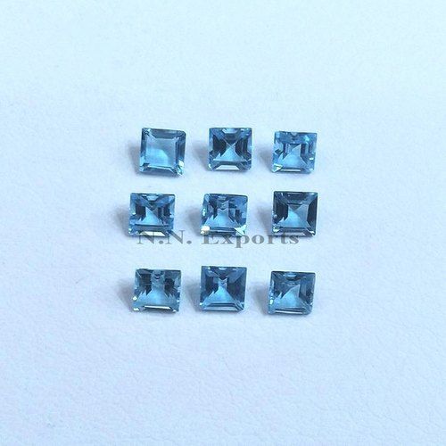 Natural Swiss Blue Topaz Faceted Square Loose Gemstones