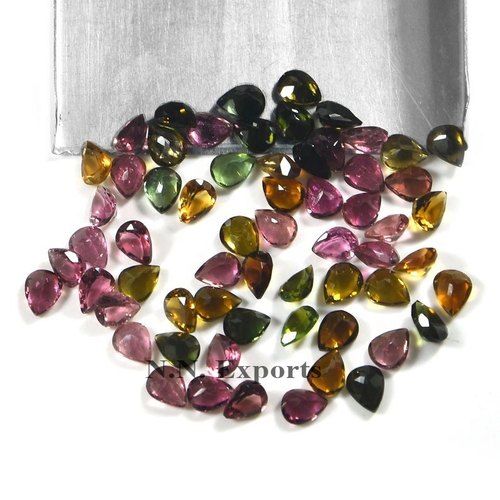 Natural Multi Tourmaline Faceted Pear Loose Gemstones