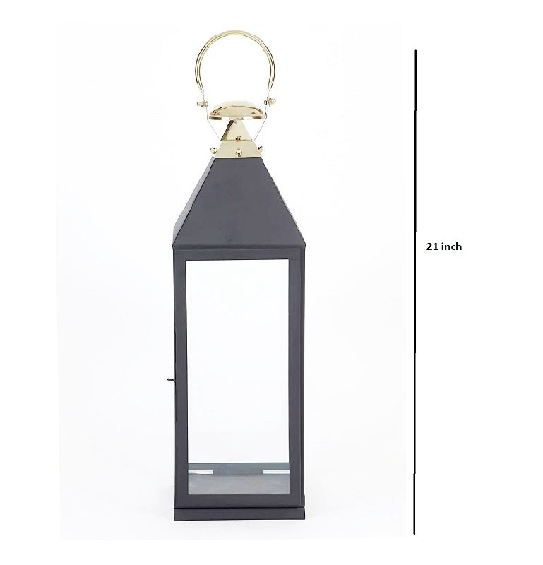 Black &amp;amp; gold top candle lantern.
