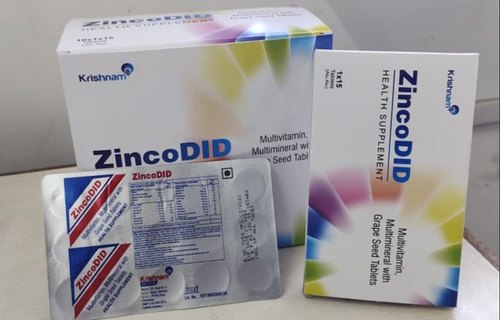 Zincodid Multivitamin Multimineral Tablets, Packaging Size : 15 X 1 X 10