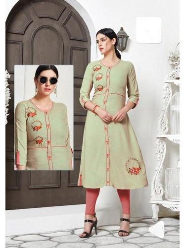 Ladies Embroidered Cotton Kurti, Occasion : Party Wear