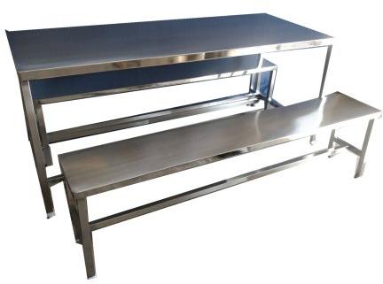 Stainless steel canteen table, Color : Silver