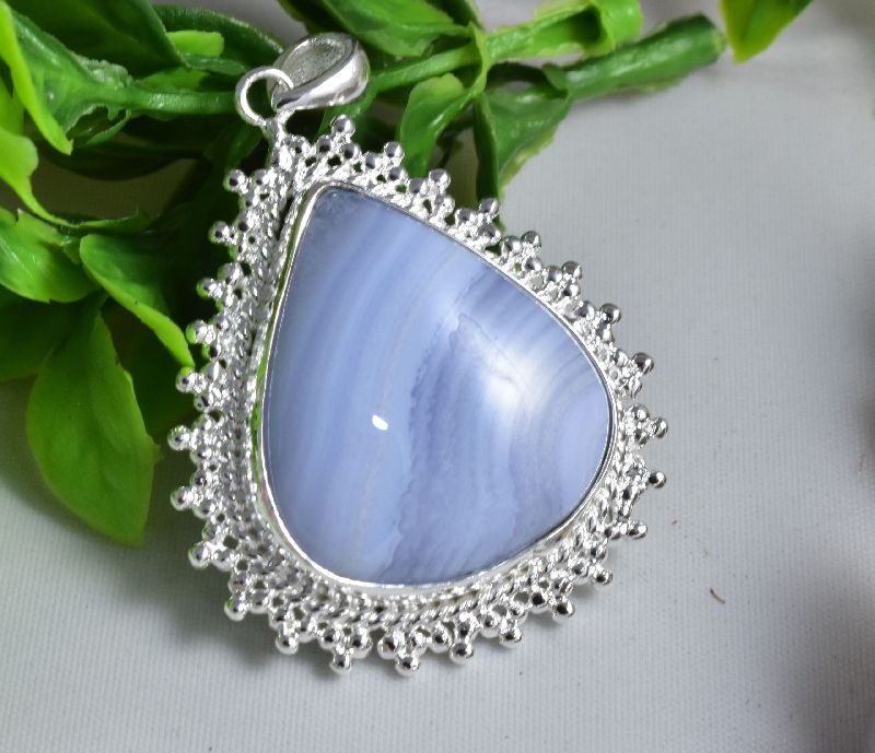 Blue Lace Agate Forged Pendant, Occasion : Party Wear, Wedding Wear