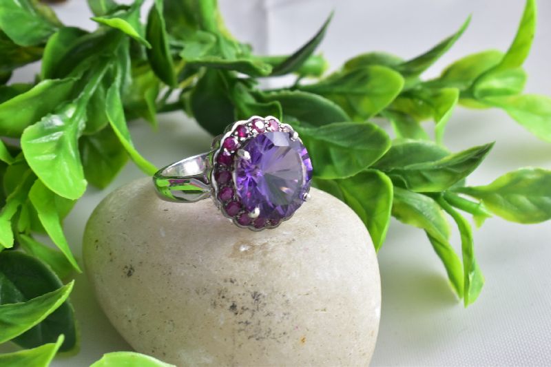 Estate Silver Ruby Amethyst Ring, Occasion : Party Wear, Wedding Wear