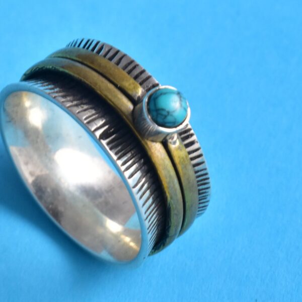 Silver Turquoise Meditation Fidget Ring