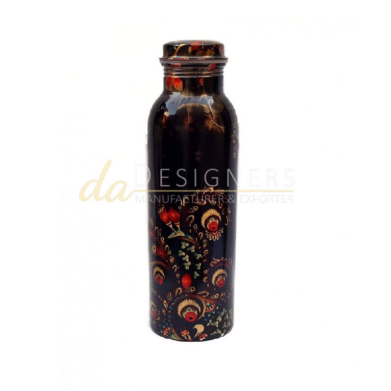 Beautiful Black Enamel Printed Copper Bottle