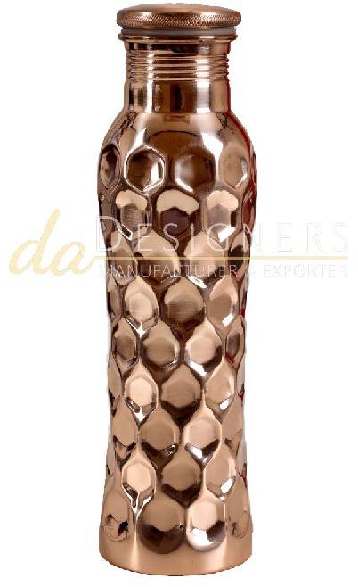 Diamond Hammered Curved Copper Bottle, Size : Standard