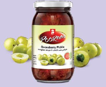 Pooram Foods Gooseberry Pickle, Packaging Type : Glass Bottle, Plastic Bottle, Plastic Pack-Pouch