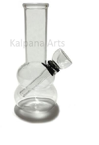 Double Ball Clear Glass Bong with Down Stem
