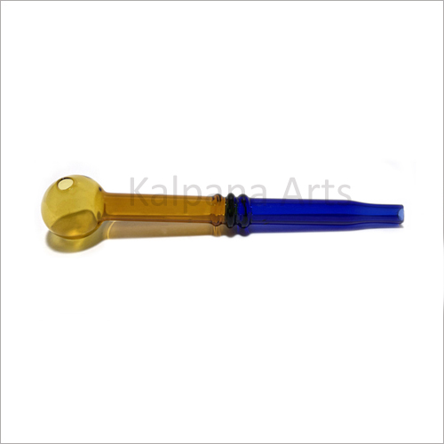 Glass Oil Burner Pipe in Amber & Blue color