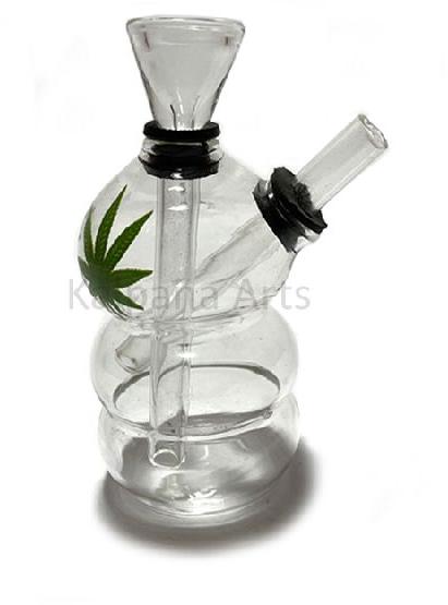 Mini Bong with Leaf Sticker Water Bong with Down Stem