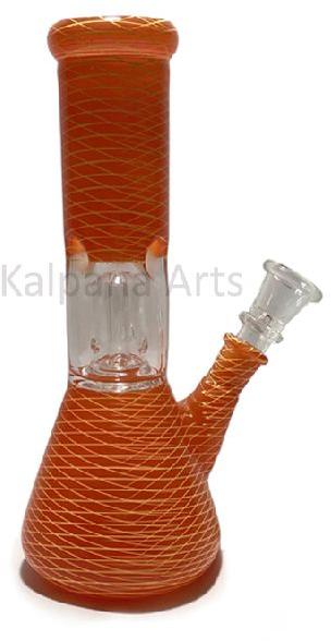 Orange Color Percolator Net Design Water pipe with 14 mm Down Stem Bowl