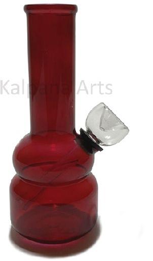 Square Shape Red color Glass Bong with Down Stem