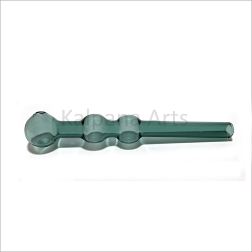 Teal Color Glass Oil Burner Pipe with Three Balls