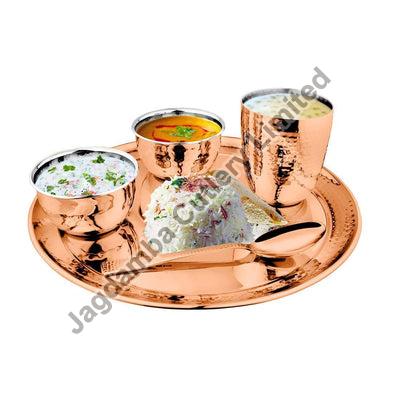 5 Pcs Hammered Rose Gold Thali Set