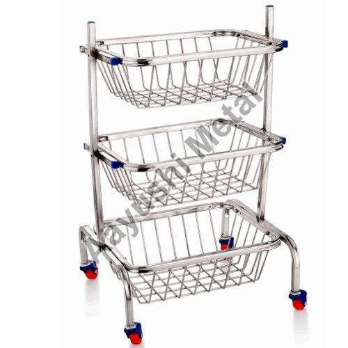 Square Stainless Steel Kitchen Trolley