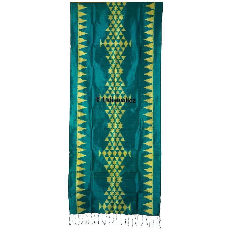 Green &amp;amp; Lemon Contemporary Odisha Handloom Ikat Silk Stole