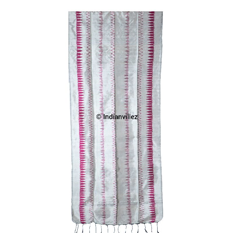 Grey &amp;amp; Pink Contemporary Odisha Handloom Ikat Silk Stole
