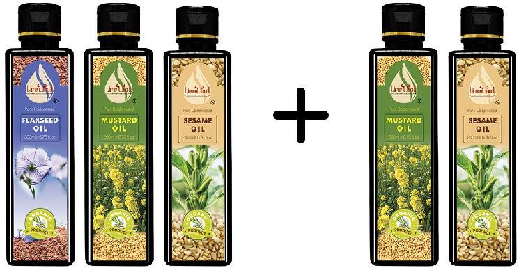 Pure Cold Pressed Oil Combo (Flaxseed, Mustard, and Sesame)-200ml