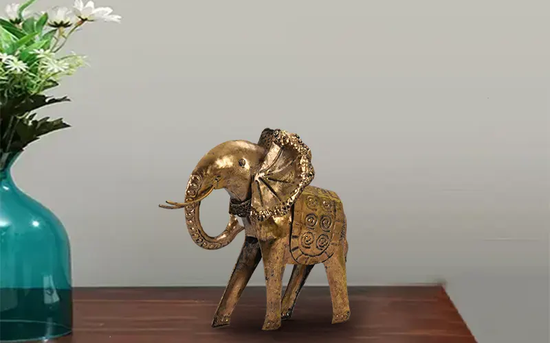 Royaloak Cast Iron Elephant Table Decor, Color Gold at Rs 4,900