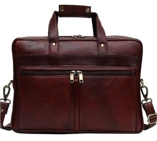 Plain leather laptop bag, Color : Black, Blue, Dark Brown