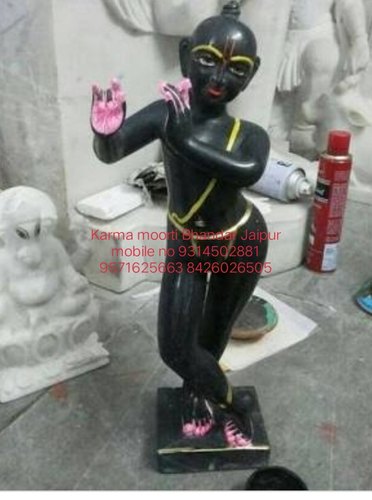 Black Marble Krishna Statue, for Worship, Pattern : Plain