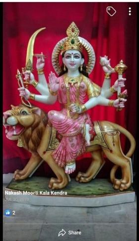 Painted Marble Durga Statue