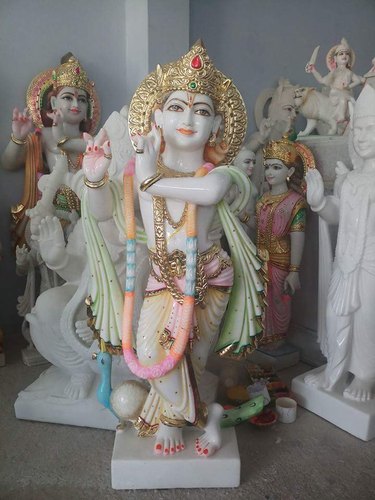 Worship Marble Krishna Statue, Pattern : Painted, Packaging Type