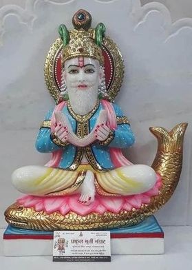 Painted Worship Marble Vishwakarma Statue, Packaging Type : Wooden Carton Box