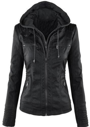 Leather Ladies Zipper Jacket, Size : Small, Medium, Large, XL