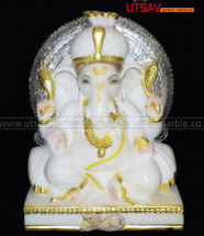 Utsav Marble lord ganesha idol, Color : white