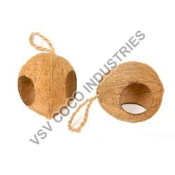 Coconut Two Hole Bird Feeder, Color : Brown