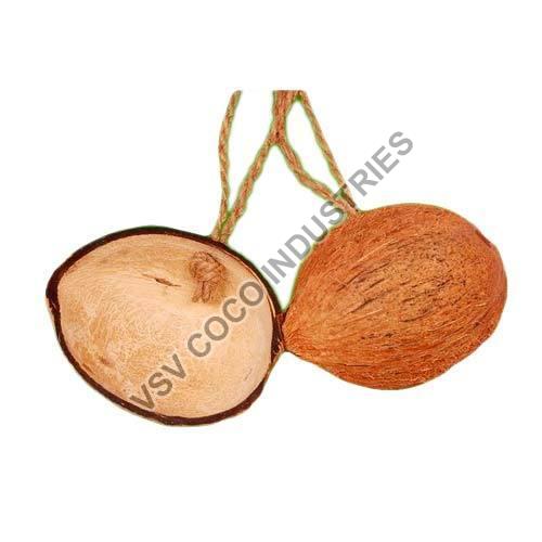 Half Cut Coconut Shell Bird Feeder, Color : Brown