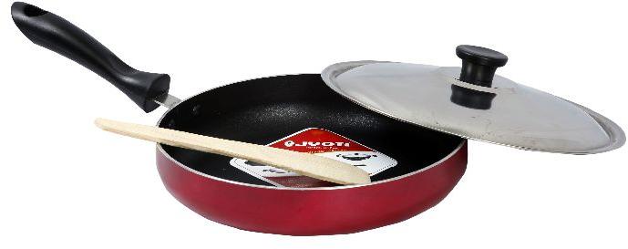 Induction Base Fry Pan with Lid, for Home, Restaurant, Color : Black